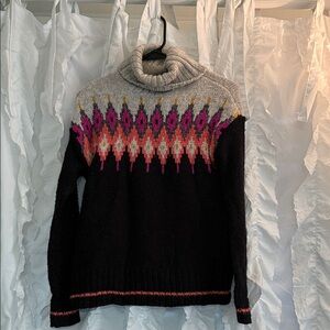 The Limited Black and Gray Turtleneck Sweater